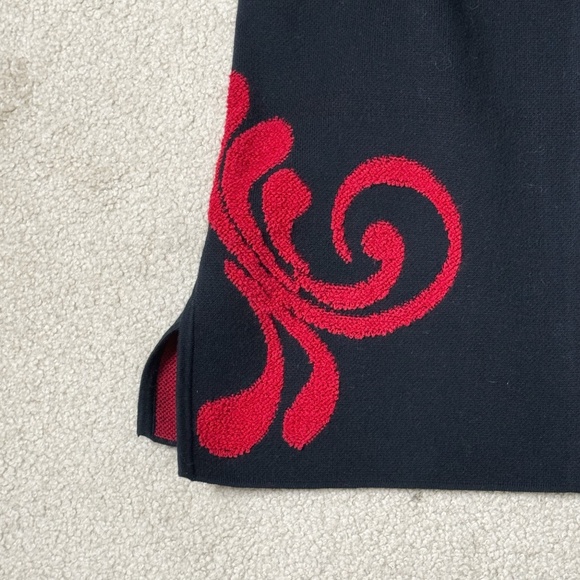 NWT Chicos Cardigan Open Front Longer Length Black Red Textured Scroll Pattern 2 - Picture 10 of 16